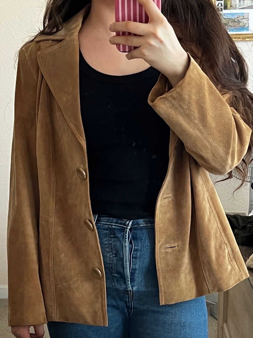 Tan Suede Blazer Jacket | Brown Faux Suede Coat | Classic Moto-Inspired